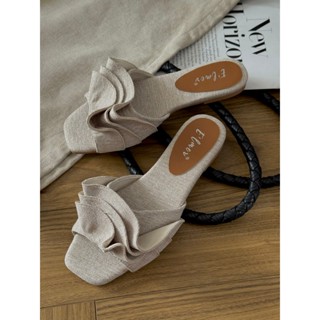 Dép Quai Ngang Knot Linen Bloom D07