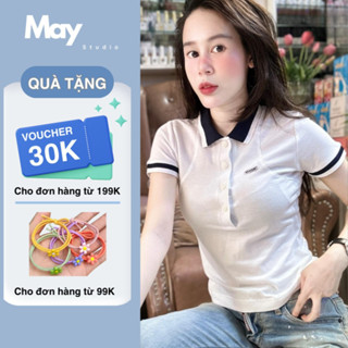 Áo Polo Nữ Có Cổ Tay Ngắn Chất Thun Cá Sấu Co Giãn Bốn Chiều May Studio, Áo Polo Phong Cách Basic Công Sở QA43