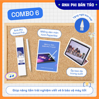 [Tặng Ngòi] Combo Ốp Bao Da Trong Suốt + Dán Paperlike và Bút Anh Phi Pencil Pro