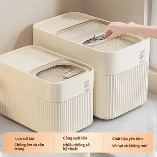 Thùng Đựng Gạo Bằng Nhựa Cao Cấp Dung Tích 5Kg,10Kg,Hũ Đồ Khô,Ngũ Cốc Có Nắp Chống Ẩm,Chống Côn Trùn