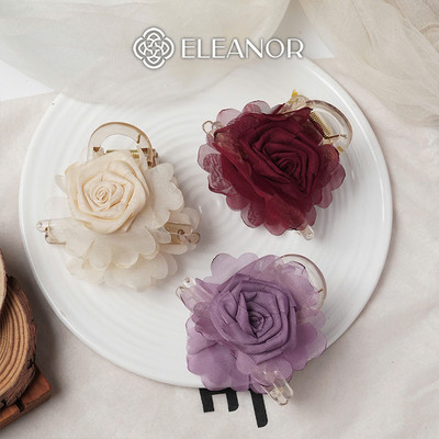 Kẹp tóc nữ càng cua Eleanor Accessories hình hoa hồng phụ kiện tóc kẹp tóc 10137