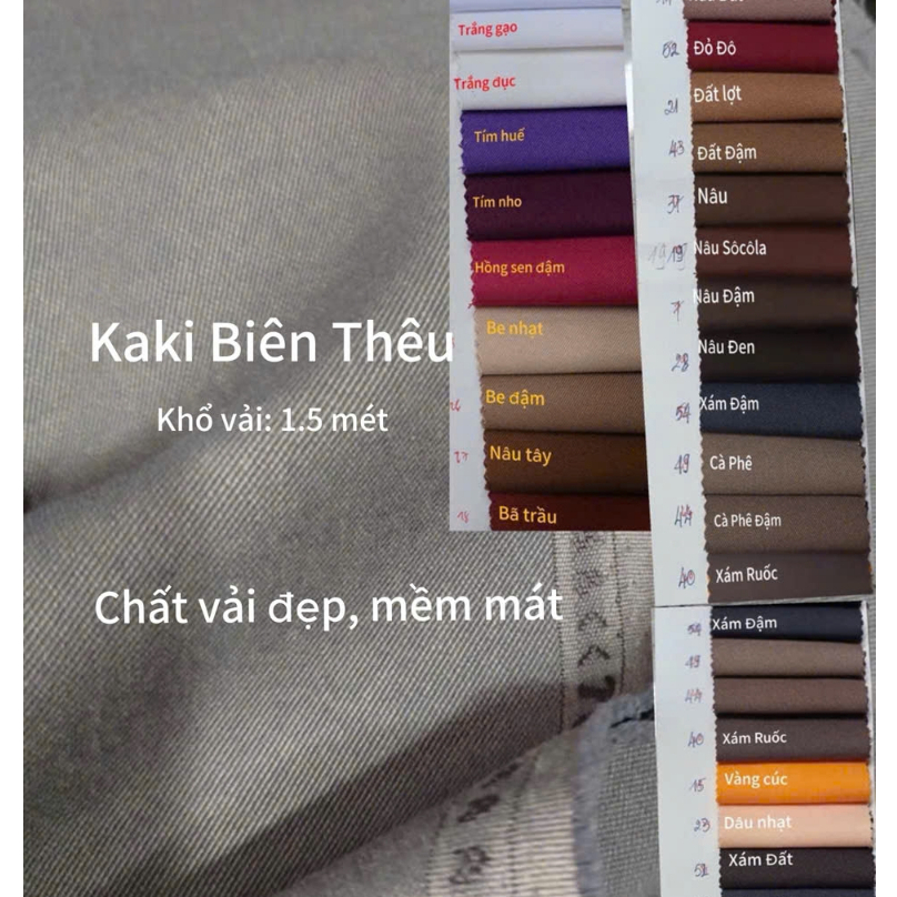 [Vải Hai Tỷ](HT-020) Vải Kaki Biên Thêu thường dùng may Quần Tây Nam nữ, Quần học sinh, Váy, Com Lê,