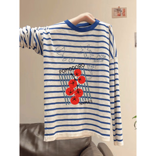 Áo thun tay dài nữ kẻ sọc ngang chất xược giấy MENINA, áo thun dài tay nữ mặc thu, đông.