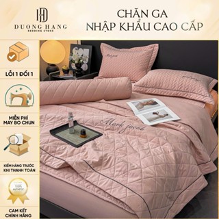 Bộ Chăn Ga Gối 5 Món Trần Bông Cotton Linen Sợi Lanh Cao Cấp Mềm Mát, Thấm Hút Tốt, Bền Đẹp Dễ Giặt - Dương Hằng Bedding