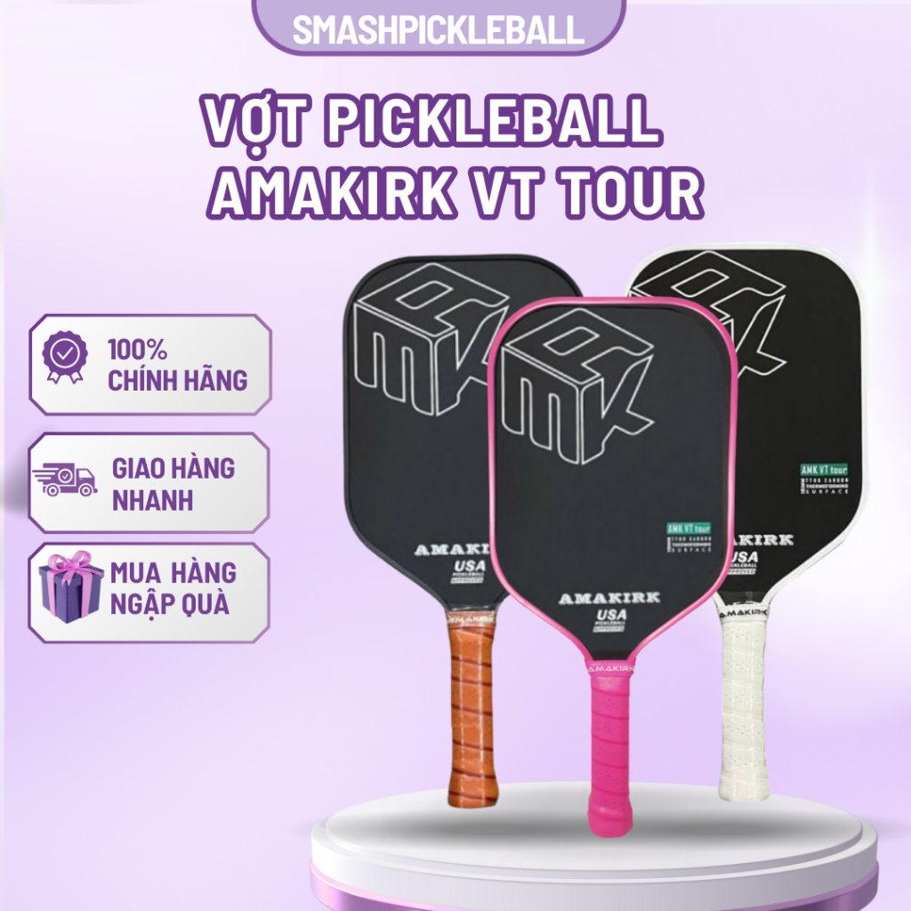 Vợt Pickleball AMAKIRK VT TOUR – Carbon T700, Siêu Xoáy, Siêu Kiểm Soát