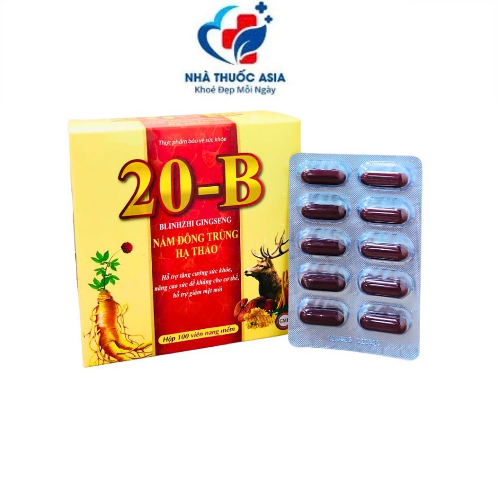 Viên Uống 20B Blinhzhi Ginseng Bổ Sung Vitamin Nhóm B, Hỗ Trợ Giảm Mệt Mỏi - Hộp 100 Viên