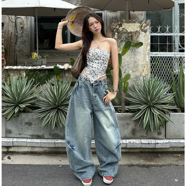 [SẢN PHẨM MỚI] Quần Jeans Ống Cong PREMIUM Thunder Light Balloon Unisex Tôn Dáng Đai Siết Eo | SSSTore.Aesthetic | BigBuy360 - bigbuy360.vn