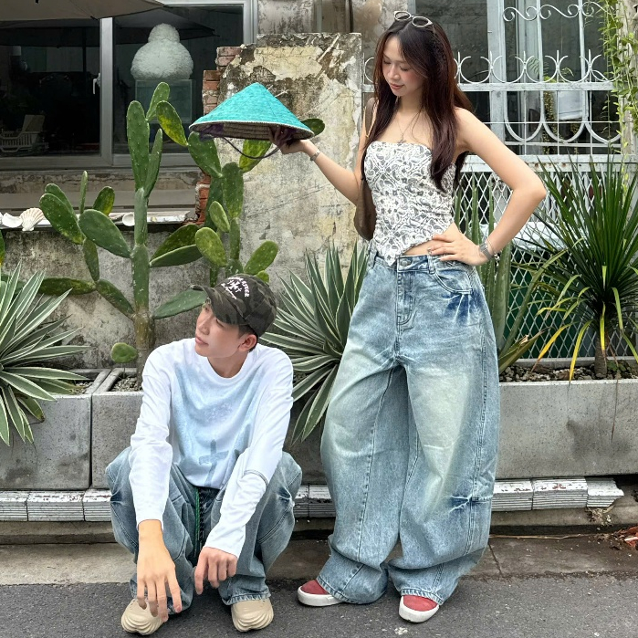 [SẢN PHẨM MỚI] Quần Jeans Ống Cong PREMIUM Thunder Light Balloon Unisex Tôn Dáng Đai Siết Eo | SSSTore.Aesthetic | BigBuy360 - bigbuy360.vn