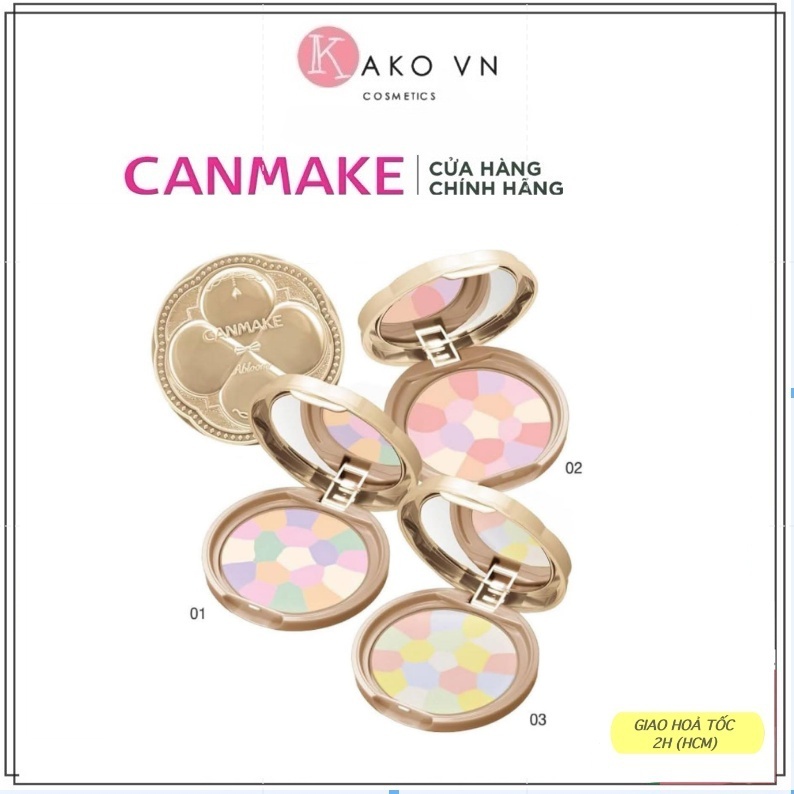 Phấn phủ Canmake Marshmallow Finish Powder Abloom SPF19+ đa sắc kiềm dầu và lõi thay thế