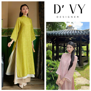  Áo Dài Dáng Suông Mộc Miên Vải vân hoa chím vải voan tơ 4 tà có đủ màu 