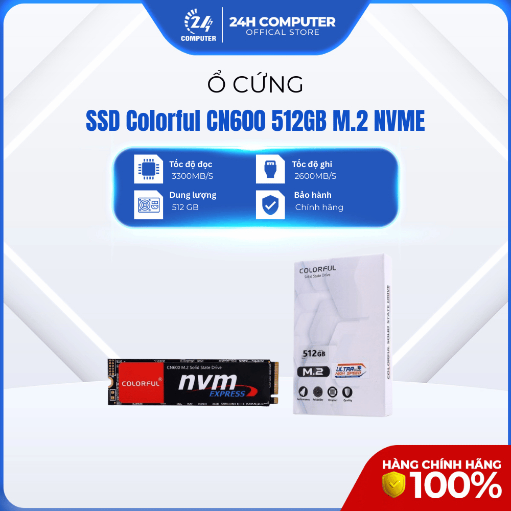 Ổ cứng SSD Colorful CN600 512GB M.2 NVMe, 24H Computer - Bảo hành chính hãng