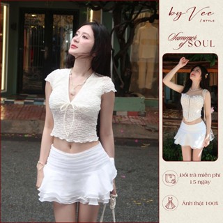 [Deal sâu live] Chân Váy Voan ngắn trắng - ByVeeStyle, Chân váy tầng bồng bềnh nhẹ nhàng nàng thơ dễ phối đồ siêu xinh