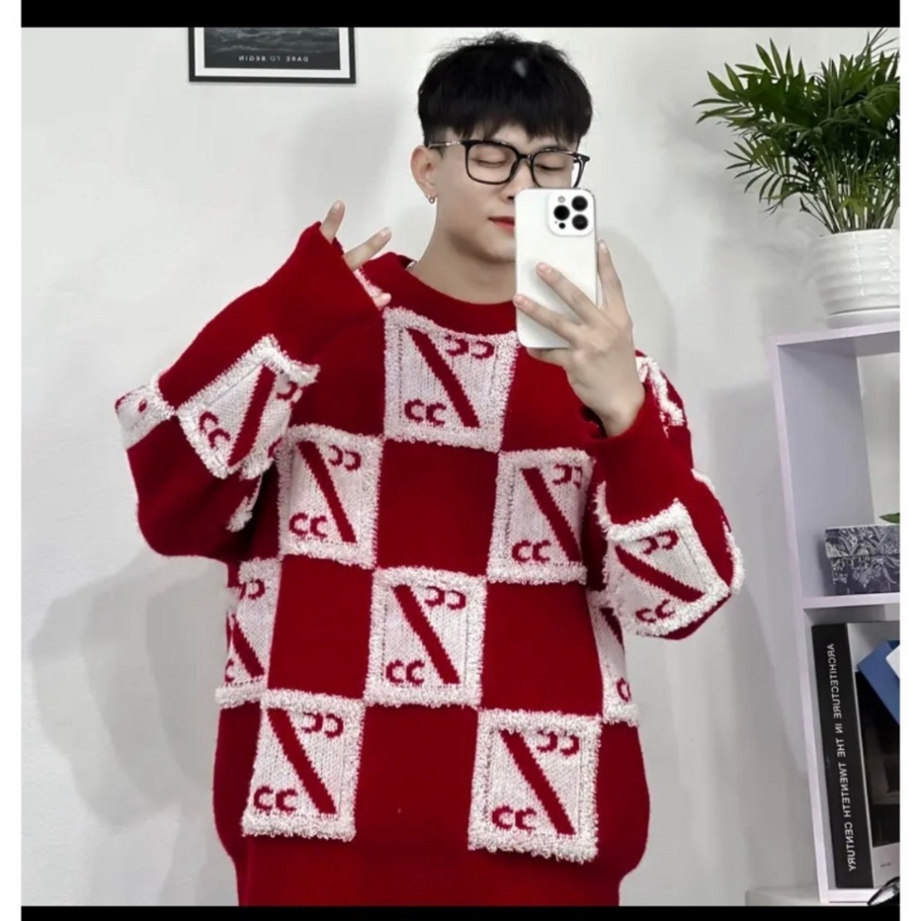 𝙆𝙞𝙢 𝘼𝙣𝙝 𝘽𝙪̀𝙞// Áo Len Đôi Form Rộng Unisex họa Tiết Caro phối Chữ C Phong Cách Hàn Quốc – Áo Sweater Couple Nam Nữ | BigBuy360 - bigbuy360.vn