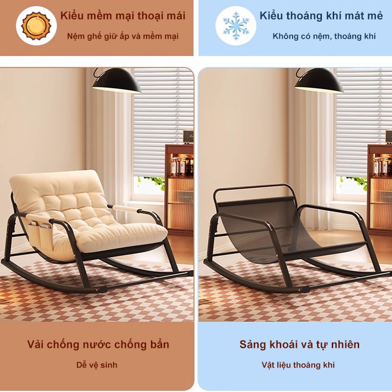 Ghế bập bênh thư giãn Đôi Thư Giãn Mềm Mại Khung Thép Chịu Lực Mạnh Dễ lắp ráp cho người cao tuổi | BigBuy360 - bigbuy360.vn