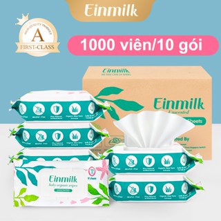 Einmilk 1000 khăn ướt trẻ em hữu cơ tự nhiên khăn ướt làm sạch mềm mại không mùi không mùi không màu