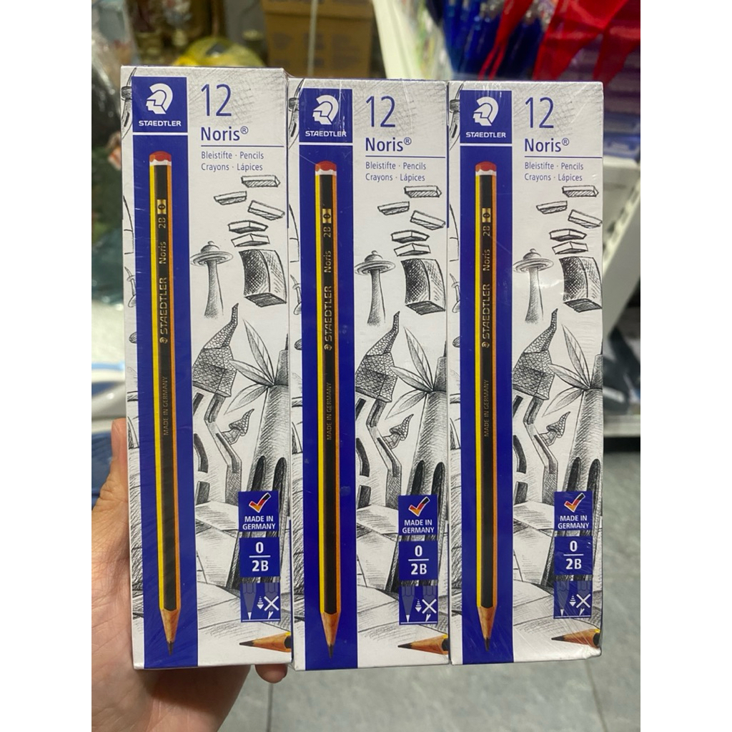 [Combo 3] bút chì gỗ 2B HB loại xịn Staedtler, bút chì gỗ sọc vàng HB 2B chì Đức Staedtler cao cấp, 