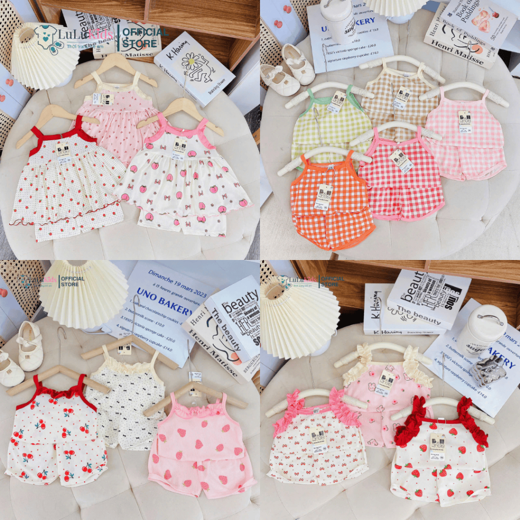 COMBO 3 Bộ Quần Áo 2 Dây Bé Gái Thun Tăm Lạnh , Đồ Bộ Mùa Hè Bé Gái Siêu Mát Thấm Hút Mồ Hôi Cho Bé 1-4 Tuổi