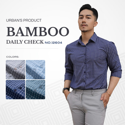 Áo sơ mi nam kẻ sọc URBAN vải BAMBOO cao cấp mềm mịn nhanh khô thoáng mát ít nhăn NO.12604