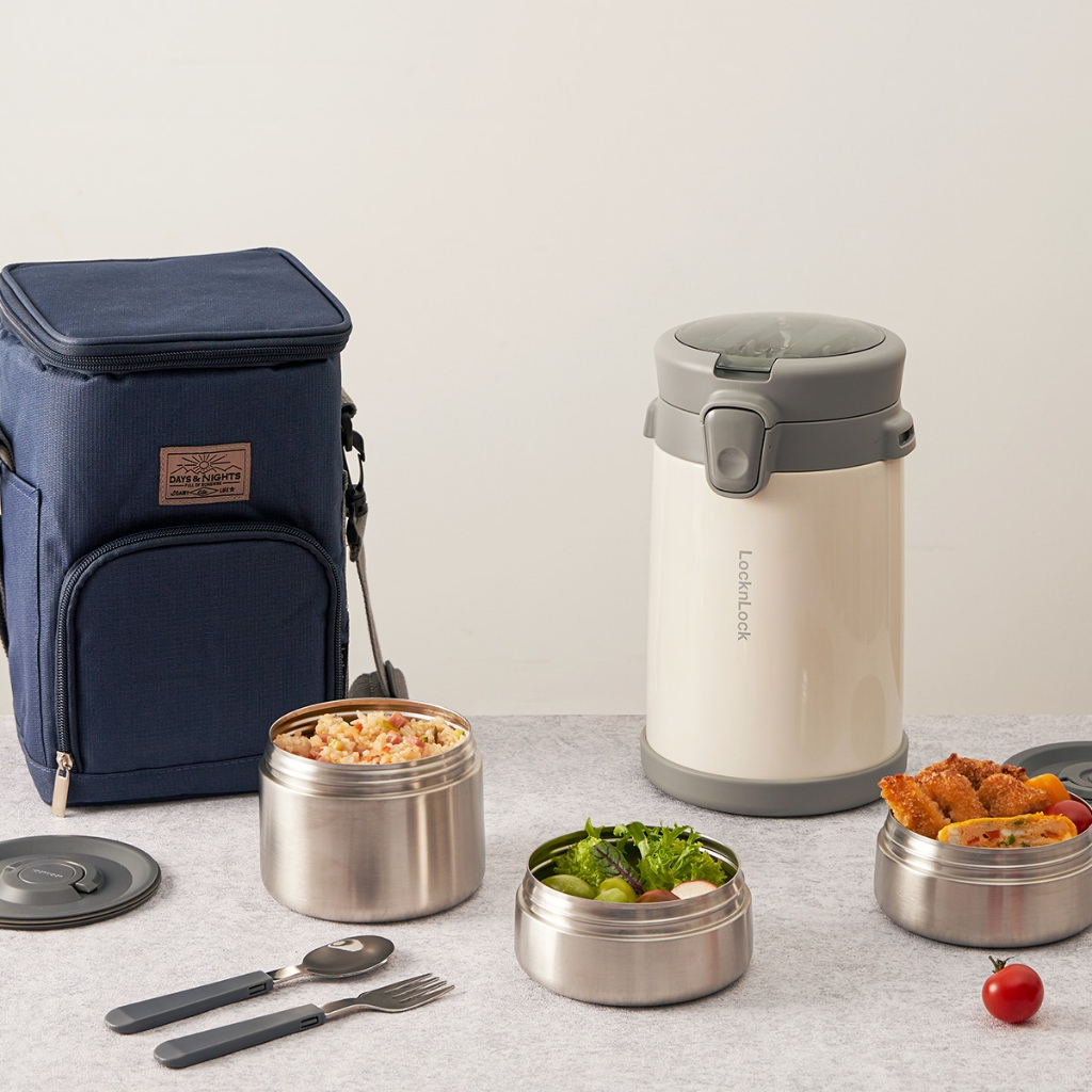 Bộ hộp cơm giữ nhiệt LocknLock 2L LHC8039 có túi, Hàng chính hãng, kèm muỗng nĩa gấp gọn - JoyMall | BigBuy360 - bigbuy360.vn