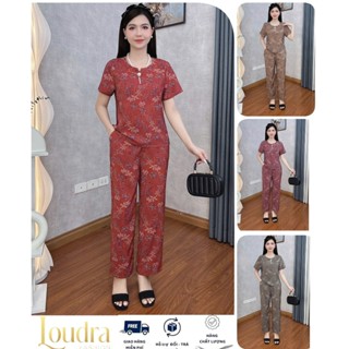  Bộ trung niên Đồ bộ mặc nhà B32 Loudra shop  jolle  Đồ bộ cho mẹ bà quần dài áo cộc chất lụa MANGO mềm mịn thoáng mát 