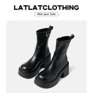    SẴN 37-38   Giày bốt đế cao 8cm chất liệu da PU không bong tróc giày nhẹ êm bám nền tốt - latlatclothing 