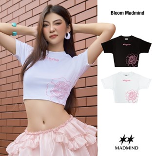 Áo Phông Croptop In Nổi Hoa Hồng Bloom Croptop Madmind Vải Thun Gân Cao Cấp, Form Ôm Body Sang Chảnh - Màu Đen / Trắng