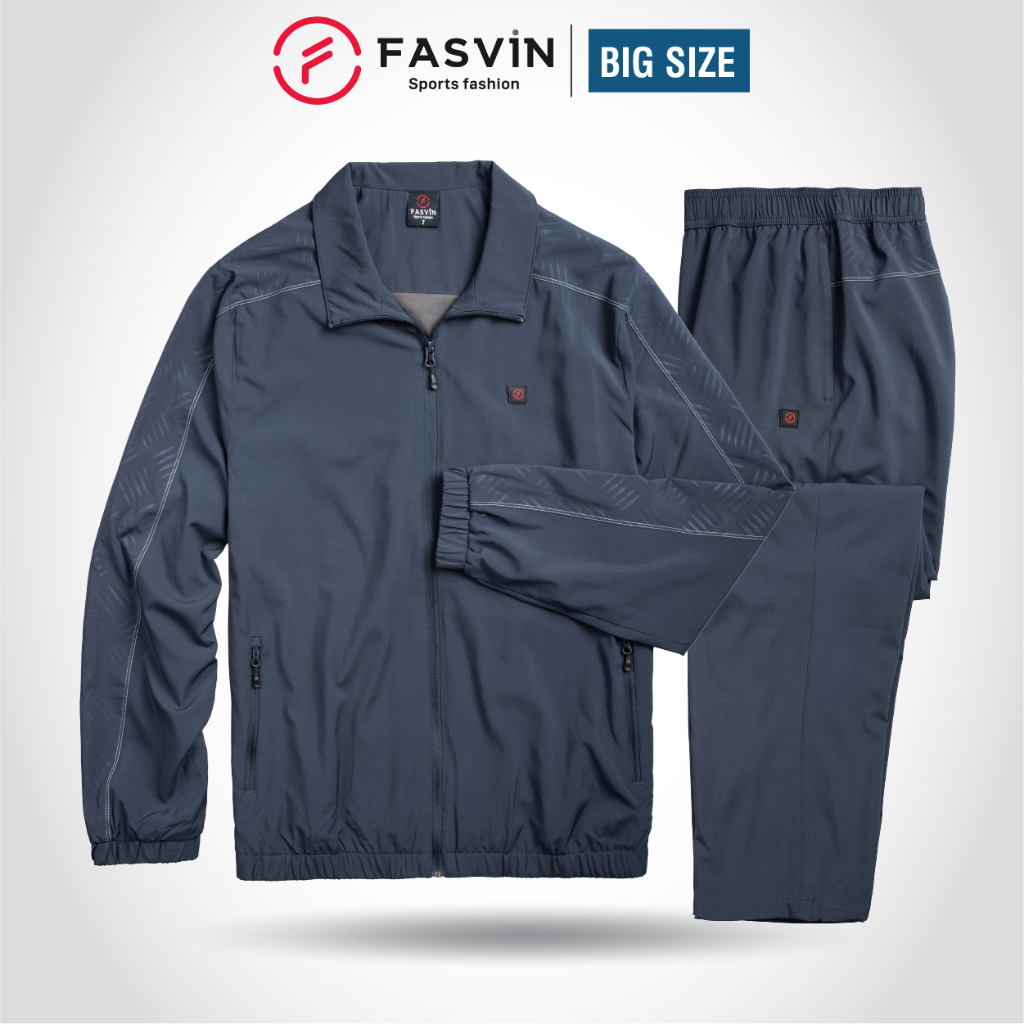  Bộ quần áo gió nam BIG SIZE FASVIN BC22183.HN vải thể thao 02 lớp lót vải thun mềm mại chính hãng 