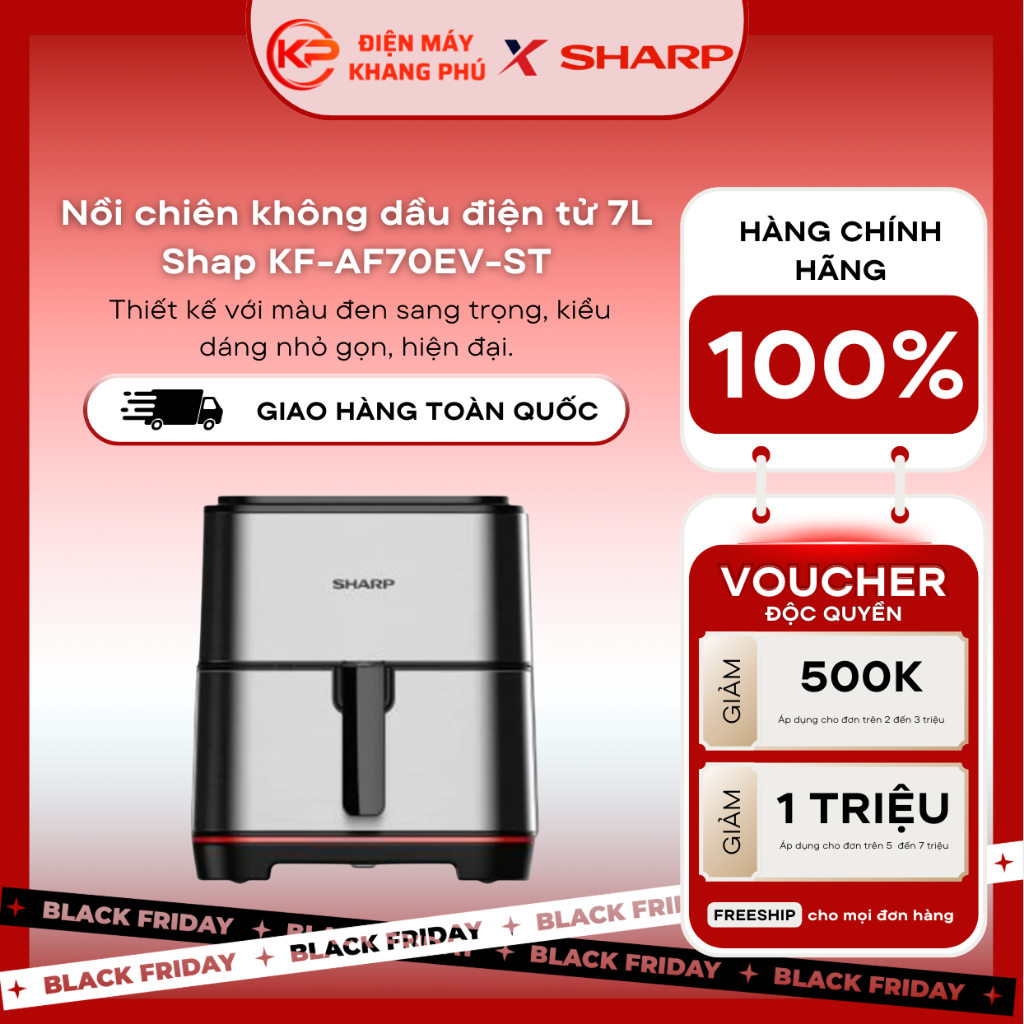 Nồi chiên không dầu điện tử 7L Shap KF-AF70EV-ST