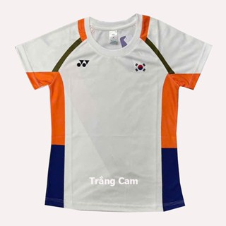  Áo Cầu Lông Nam Nữ Cổ Tròn Yonex Đội Tuyển Hàn Quốc 6560 Trắng Cam có size 3XL 