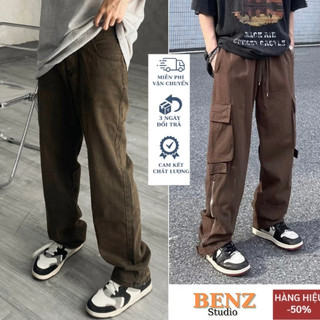  Quần jean nam màu nâu ống suông rộng BENZ Quần chun kaki túi hộp chất vải dày dặn cao cấp style hàn quốc 2022 