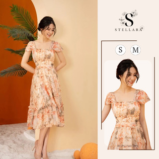 Váy Tơ Hoa Nâu Jolie Dress Thiết Kế Nữ Mùa Hè, Váy Hoa Nhí Phong Cách Tiểu Thư Thanh Lịch Công Sở