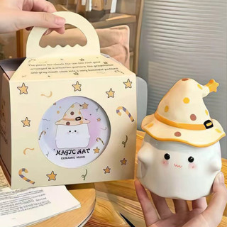  Quà tặng cốc sứ Ly sứ có nắp hình Con '' Ma Vui Vẻ MỚI '' 490ml có hộp quà thích hợp làm quà tặng chất lượng cao cấp 