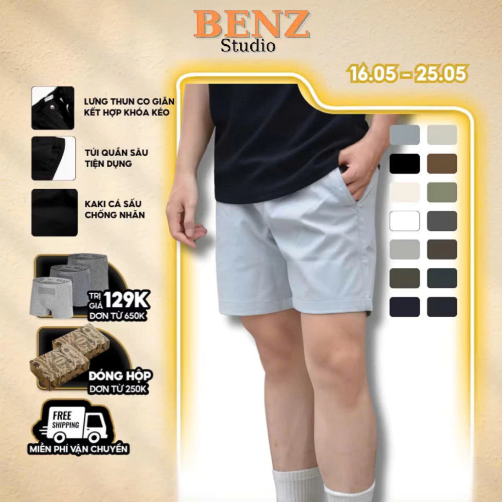[ĐÃ CÓ FORM NGANG GỐI] Quần Short Kaki Basic Sleek Vải Kaki Cá Sấu Lưng Chun, Co Giãn Thoải Mái, Trẻ