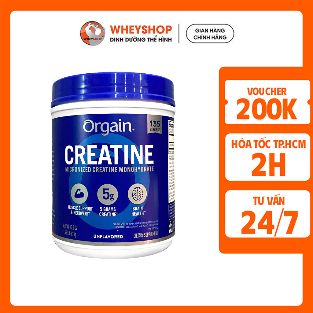 Orgain Creatine Monohydrate Bột Uống Hỗ Trợ Cơ Bắp 675g~(135 servings)  WHEY SHOP HCM