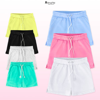  Quần short thun bé gái Amymei. Quần thun trơn chất da cá cotton thoáng mát cho bé 14-50kg QSBG_TRON 