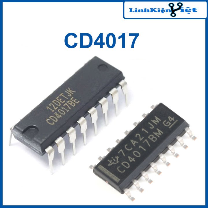 IC đếm thập phân CD4017 chân cắm chân dán