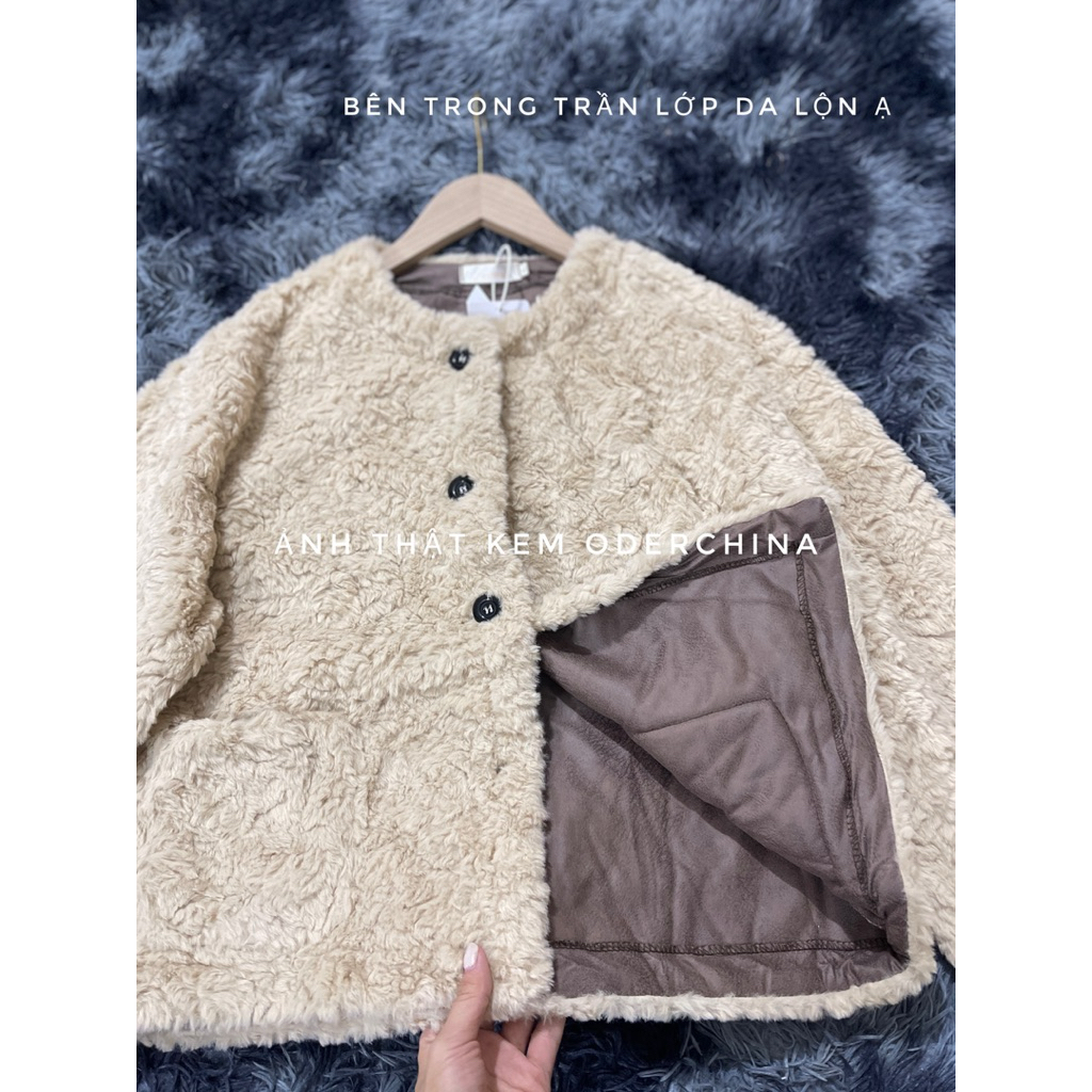 【Ảnh Thật Shop】Áo Khoác Lông Cừu Lót Da lộn ,Áo khoác Nữ Dáng Dài Rộg Qua Môg ,Hàng Chuẩn QC | BigBuy360 - bigbuy360.vn