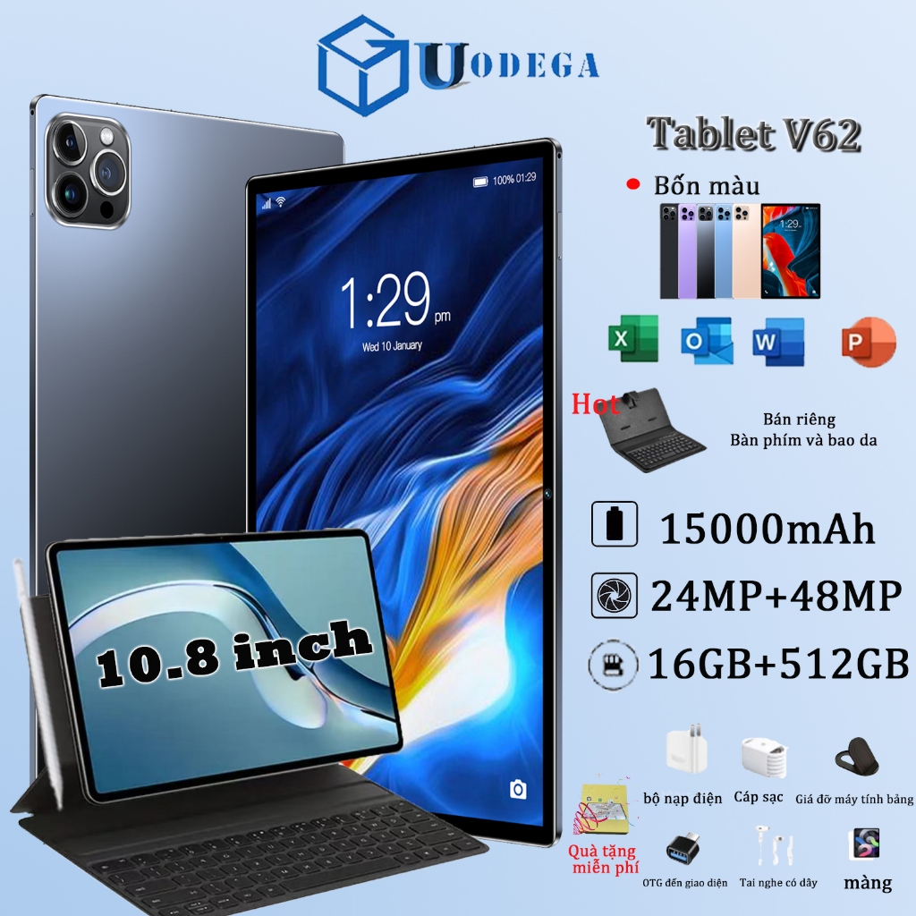 Máy tính bảng UODEGA V62 RAM16GB+ROM512GB màn hình lớn 10.8 inch 15000 siêu thời lượng pin hỗ trợ 4 / 5G WiFi Bluetooth