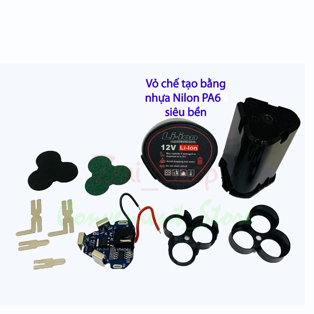 Combo 10 trọn vỏ pin loại 3cell tam giác_4cell chân gài_4 cell chân ghim_KHÔNG CÓ CELL PIN