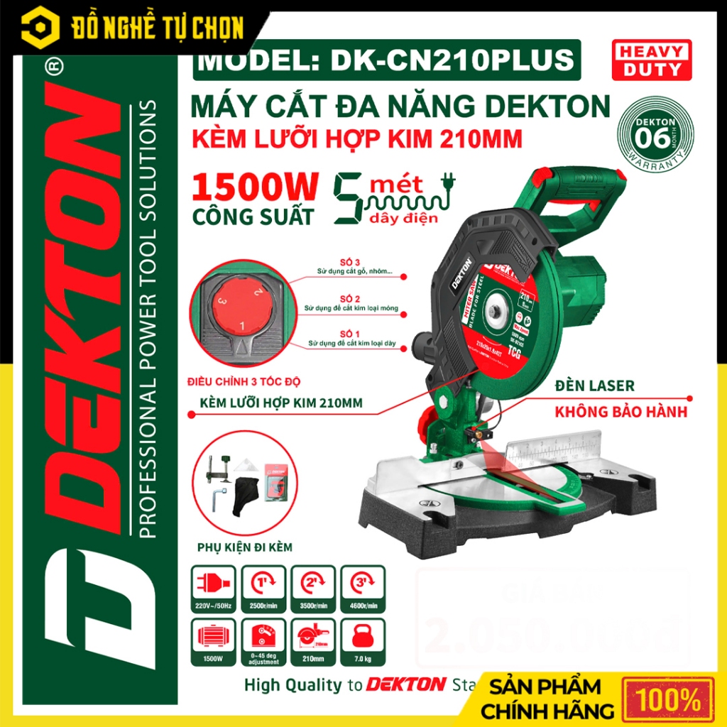 Máy Cắt Nhôm Dekton DK-CN210PLUS – Lưỡi Cắt Hợp Kim 210mm - Hàng Chính Hãng Có VAT