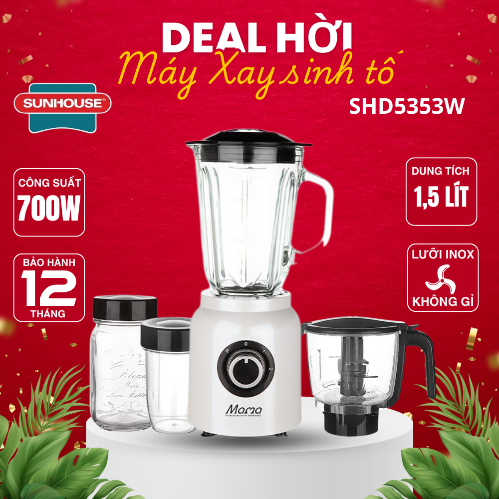Máy xay sinh tố đa năng SUNHOUSE MAMA SHD5353W - Bảo hành chính hãng 12 tháng