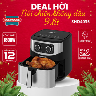 Nồi chiên không dầu 9L Sunhouse SHD4035 dung tích 9L chiên nướng được lượng lớn thức ăn