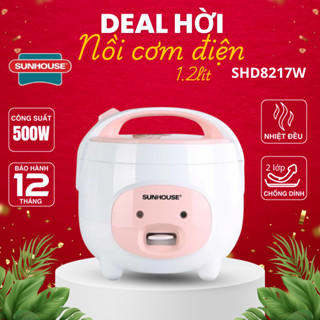 Nồi cơm điện 1.2L SUNHOUSE SHD8217W Made In Việt Nam - Bảo hành chính hãng 12 tháng