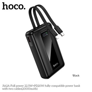 Cục tích điện Hoco J162A 20000mAh TypeC PD 20W & USB-A QC 3.0 22.5W, Kèm 2 Cáp sạc ra (Đen)
