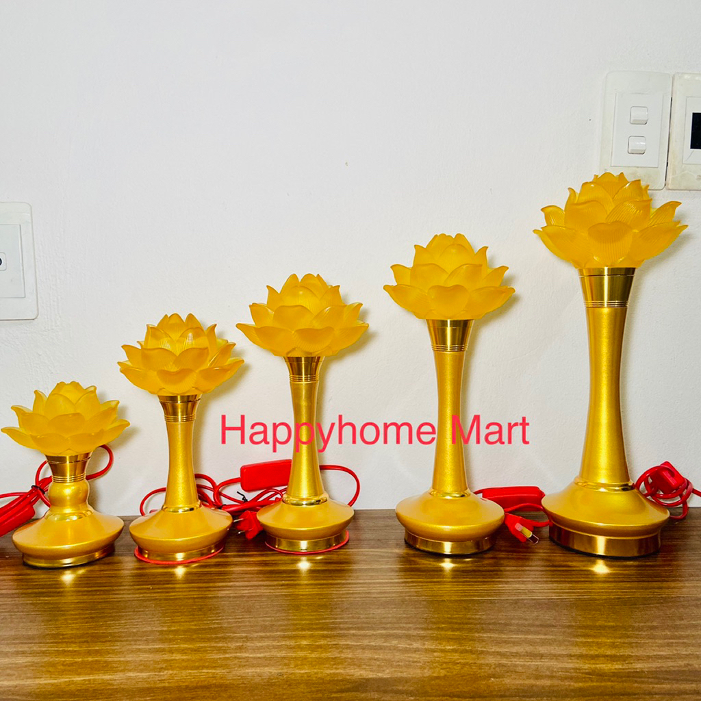 ĐÈN THỜ HOA SEN LƯU LY Thân hợp kim