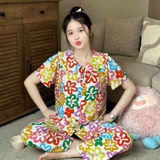 EVERMOM l Đồ bộ bầu tôn 2 da thái viền ren mặc nhà siêu mềm mát