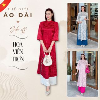 Áo dài cách tân Gấm Hoa Viên Trơn may sẵn hiện đại áo dài nữ Tết 2025 mặc đẹp đi chùa lễ hội - G03 