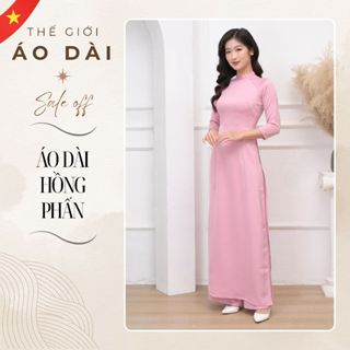 Áo dài nữ hồng phấn Cổ Cao truyền thống vải lụa Tây Thi cao cấp mặc đẹp - Thế Giới Áo Dài