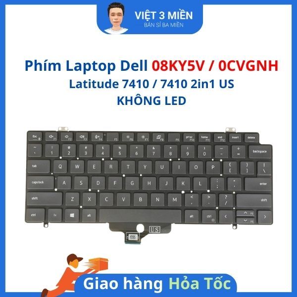 Phím ZIN Laptop Dell Latitude 7410 / 7410 2in1 US - KHÔNG LED 08KY5V 0CVGNH