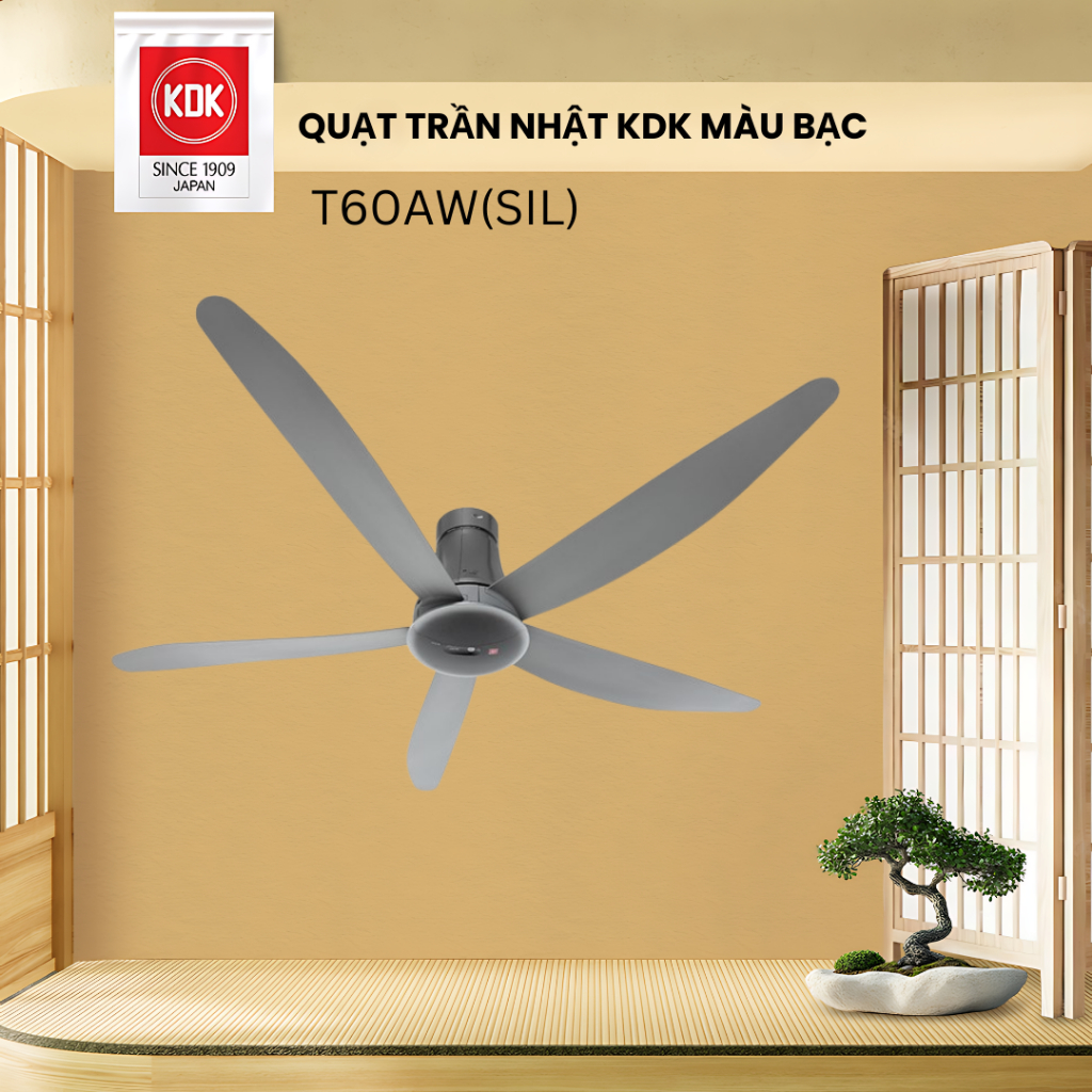 Quạt Trần Nhật KDK, màu Bạc T60AW(SIL) - Bảo Hành Chính Hãng KDK